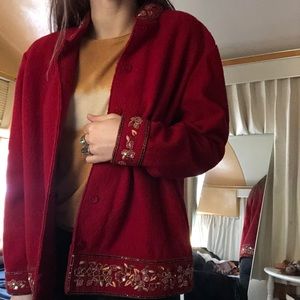 SOLD Red Wool Jacket w/ embroidery